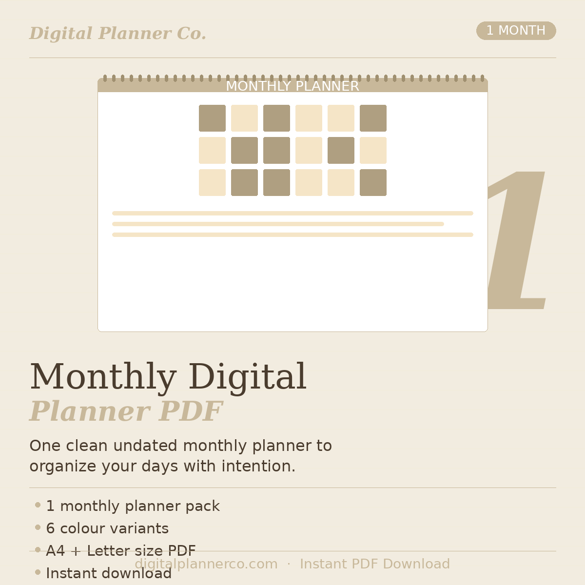 Monthly Digital Planner PDF